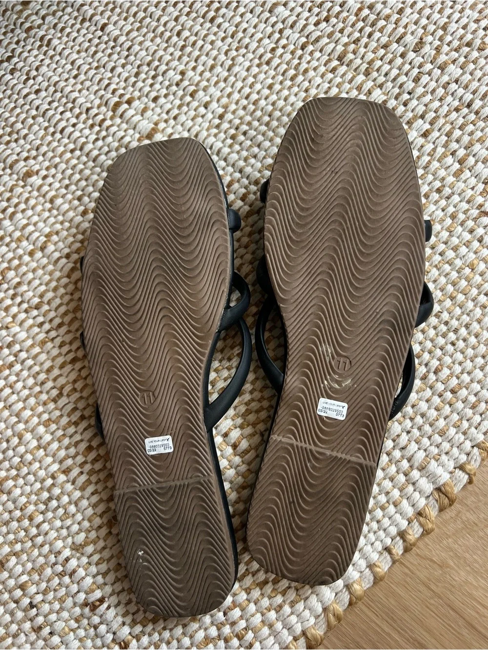 American Eagle Outfitters Black Triple-Strap Square-Toe Slide Sandals